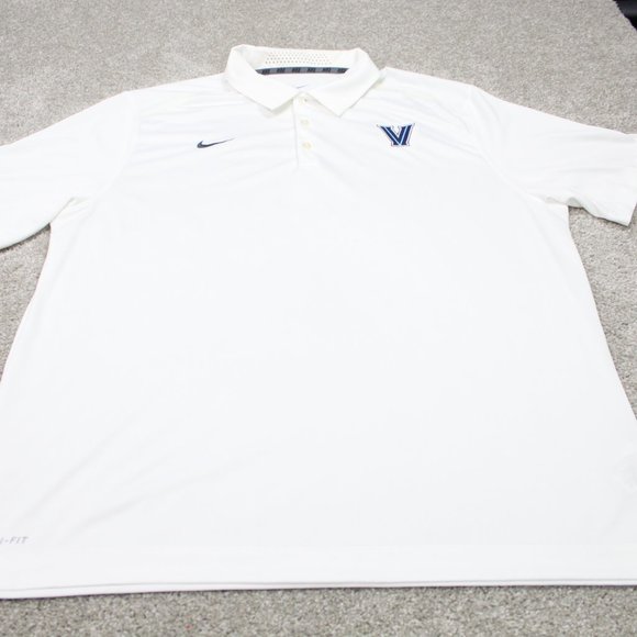 Nike Villanova Polo Shirt Mens 2XL White Villanova Dri-Fit Short Sleeve Pullover - Picture 2 of 10